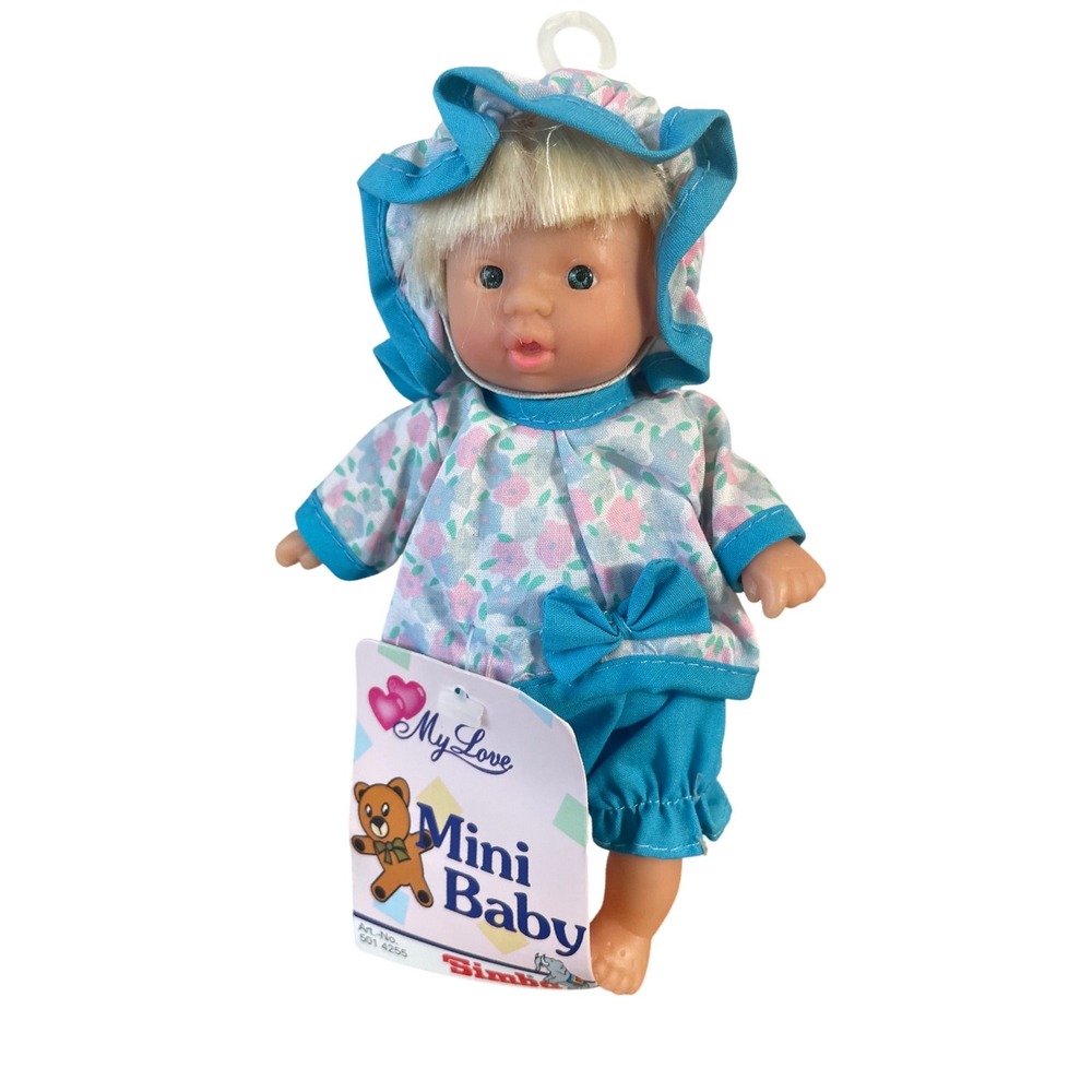 Vintage Simba My Love Mini Baby Doll 6.5in NWT Blue Outfit 90s Soft‎ Body